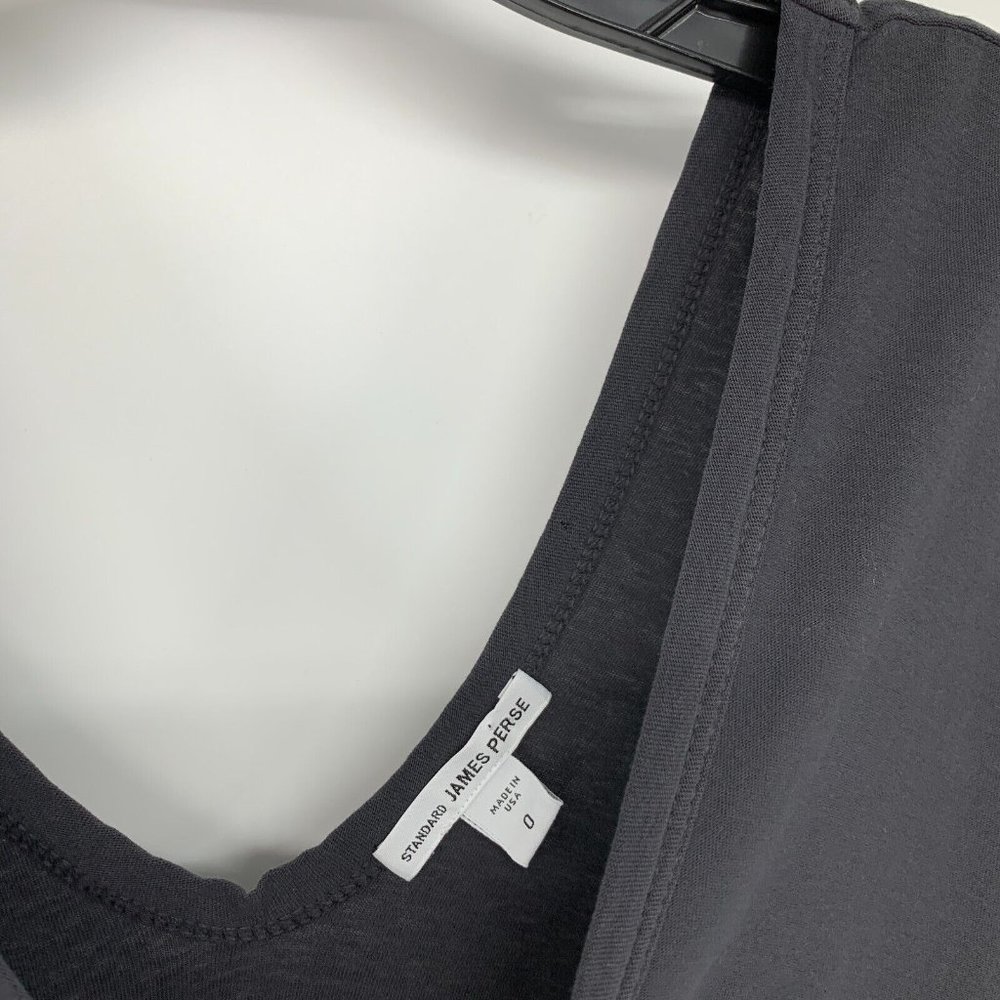 Standard James Perse Dress Black Ruched High Twist Jersey V Neck - Picture 4 of 10